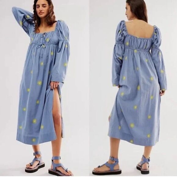 free people embroidered midi dress Free People Women's Audrey Embroidered Floral Sleeveless Midi Dress